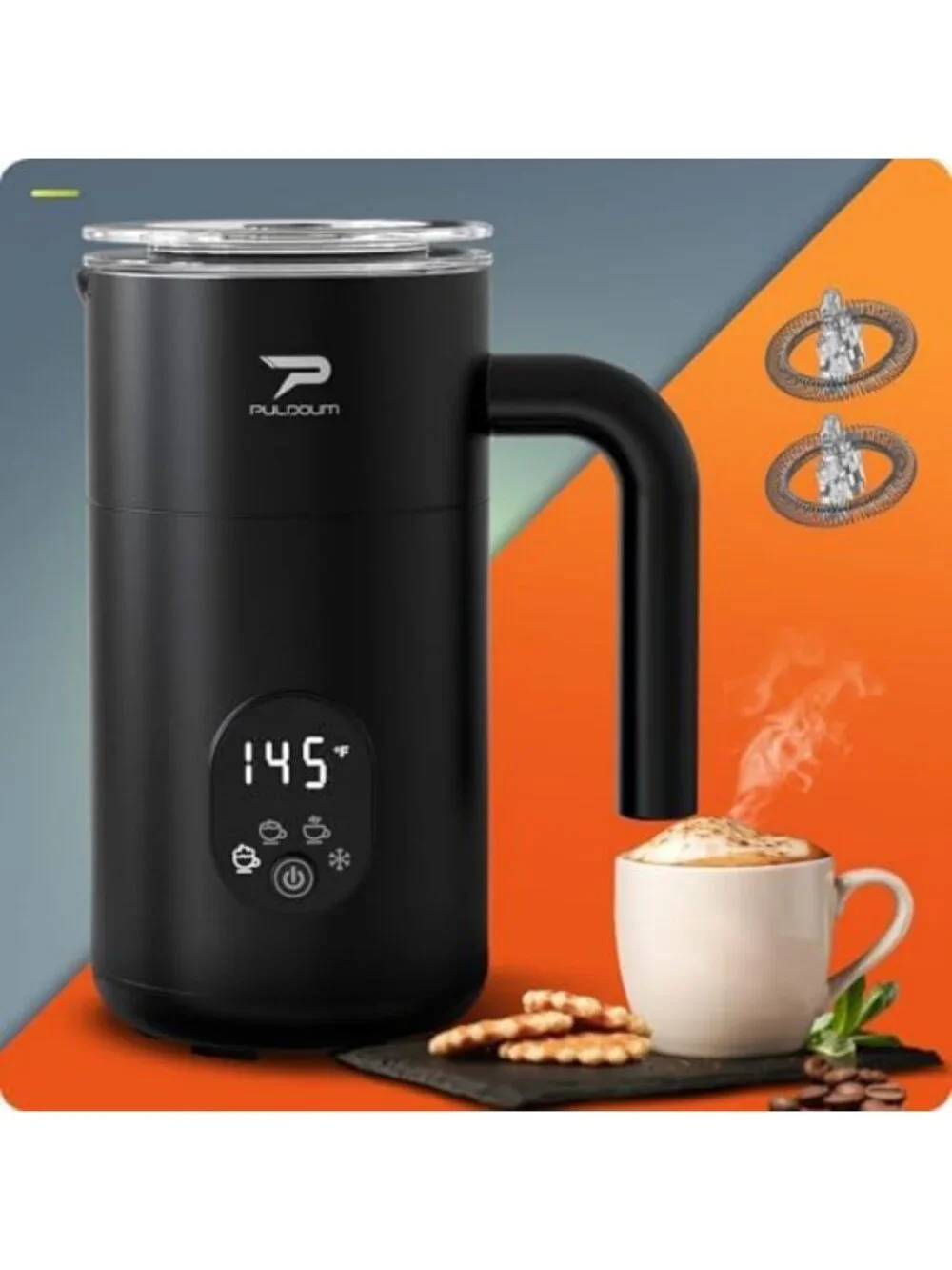 4-in-1 Milk Frother & Steamer - Automatic Foam Maker for Coffee, Latte